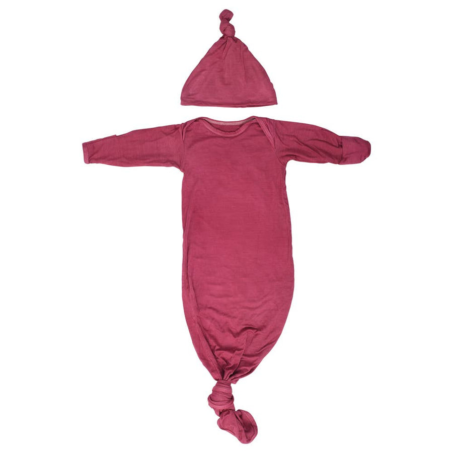 Hand-Dyed Maroon Knotted Gown with Hat - Premium Baby & Toddler Outfits from Three Little Tots - Just $19.99! Shop now at Pat's Monograms