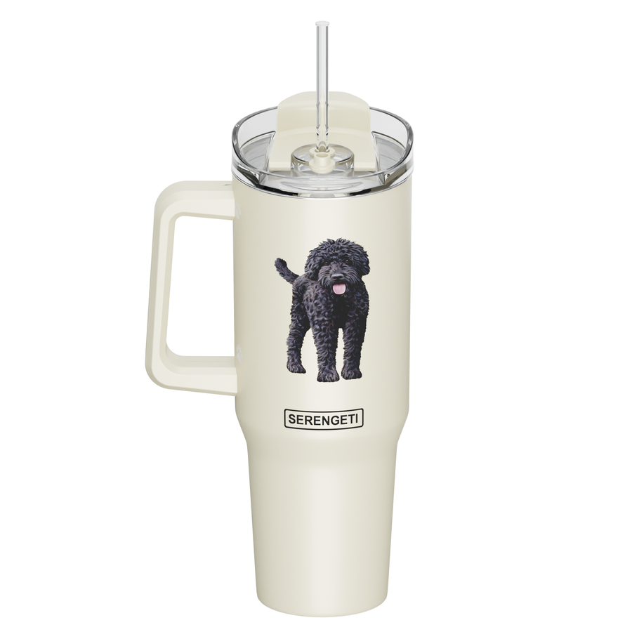 Labradoodle, black 40 oz Tumbler with Handle and Straw Lid - Premium Tumblers from E&S Pets - Just $36.95! Shop now at Pat's Monograms