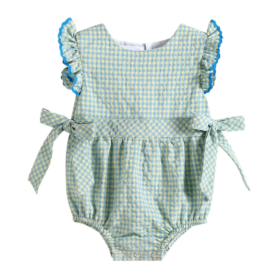 Blue and Yellow Gingham Ruffle Romper - Premium Baby & Toddler Outfits from Lil Cactus - Just $30! Shop now at Pat's Monograms