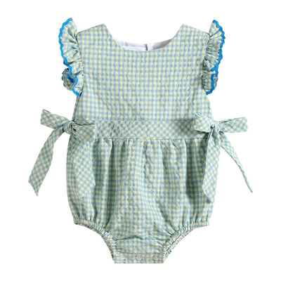 Blue and Yellow Gingham Ruffle Romper - Premium  from Lil Cactus - Just $30.0! Shop now at Pat's Monograms
