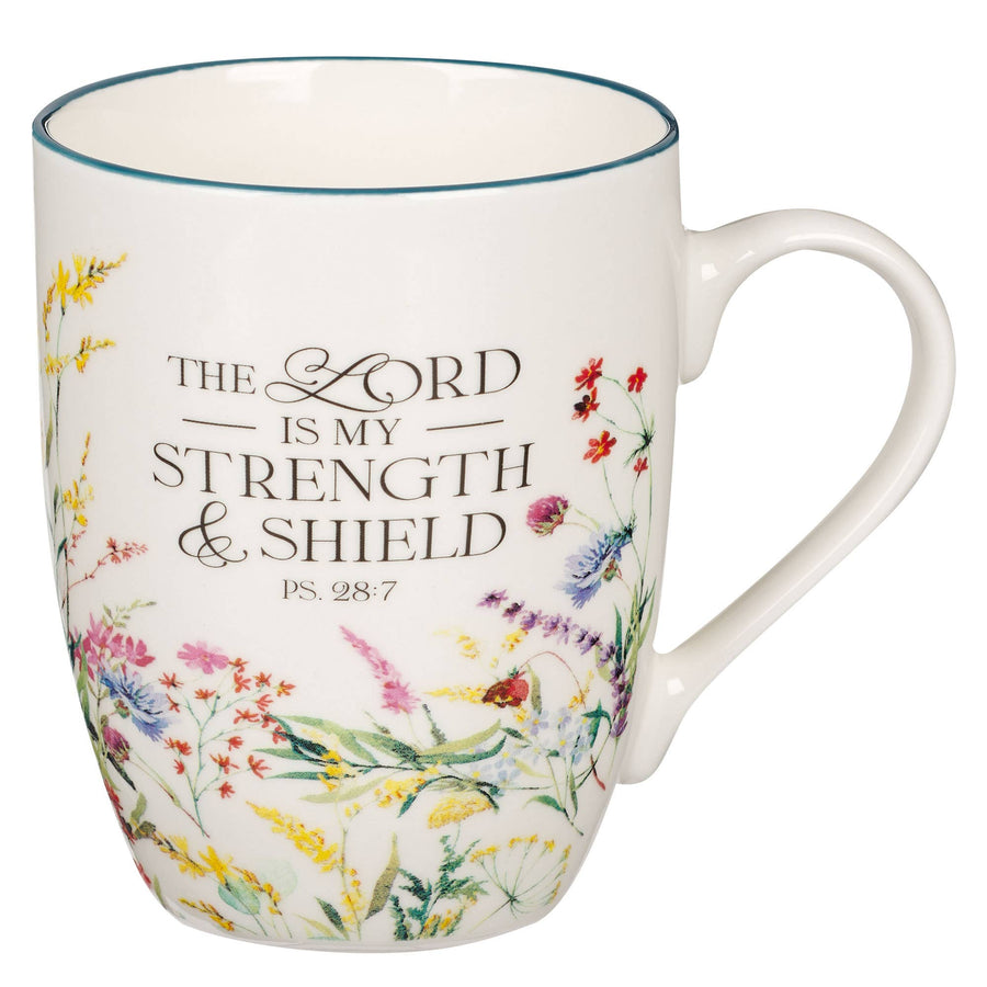Mug Multi-Floral Lord is my Strength Ps. 28:7 - Premium gift item from Christian Art Gifts - Just $7.95! Shop now at Pat's Monograms