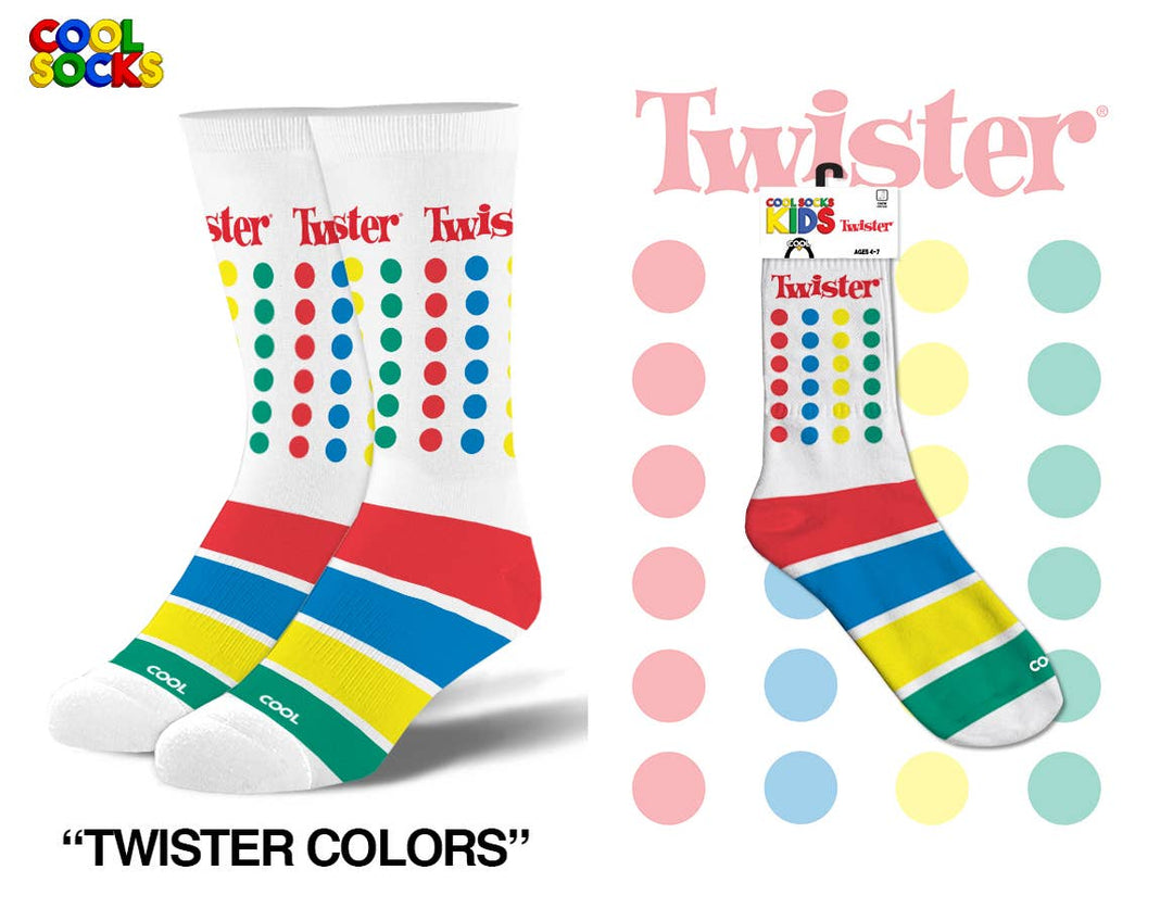 Twister Colors - Kids 4-7 Crew - Premium  from Cool Socks - Just $9.95! Shop now at Pat's Monograms
