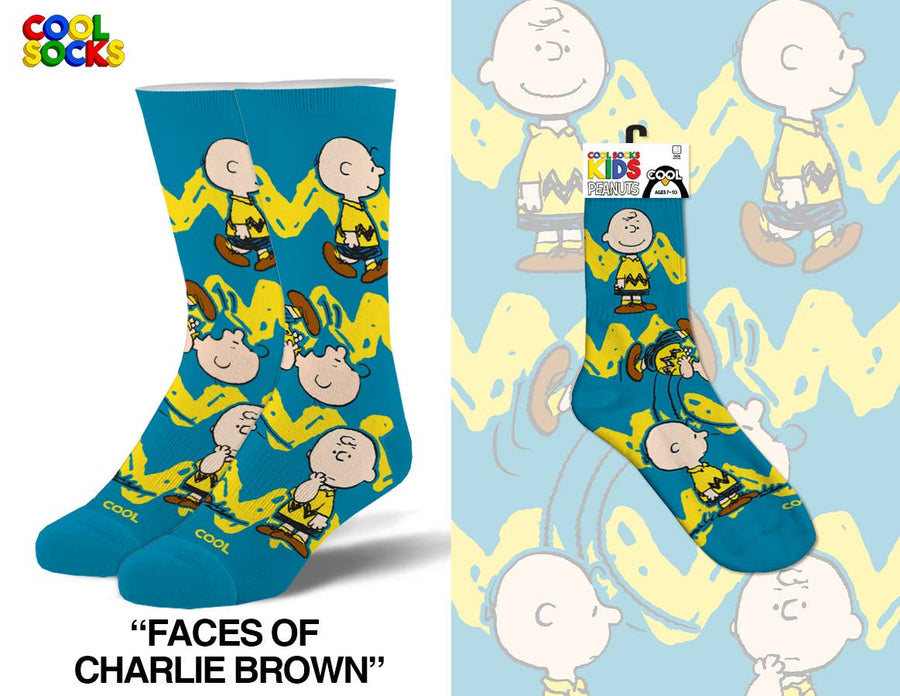 Faces Of Charlie Brown - Kids 7-10 Crew - Premium Socks from Cool Socks - Just $9.95! Shop now at Pat's Monograms