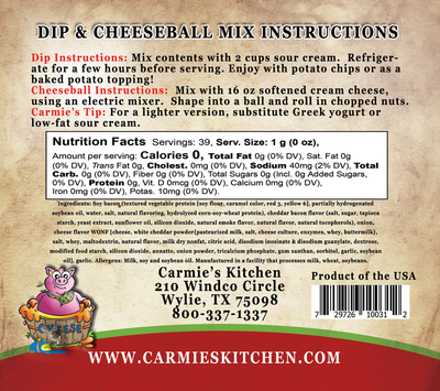 Cheddar Bacon Dip - Premium Dips & Spreads from Carmie's Kitchen - Just $4.5! Shop now at Pat's Monograms