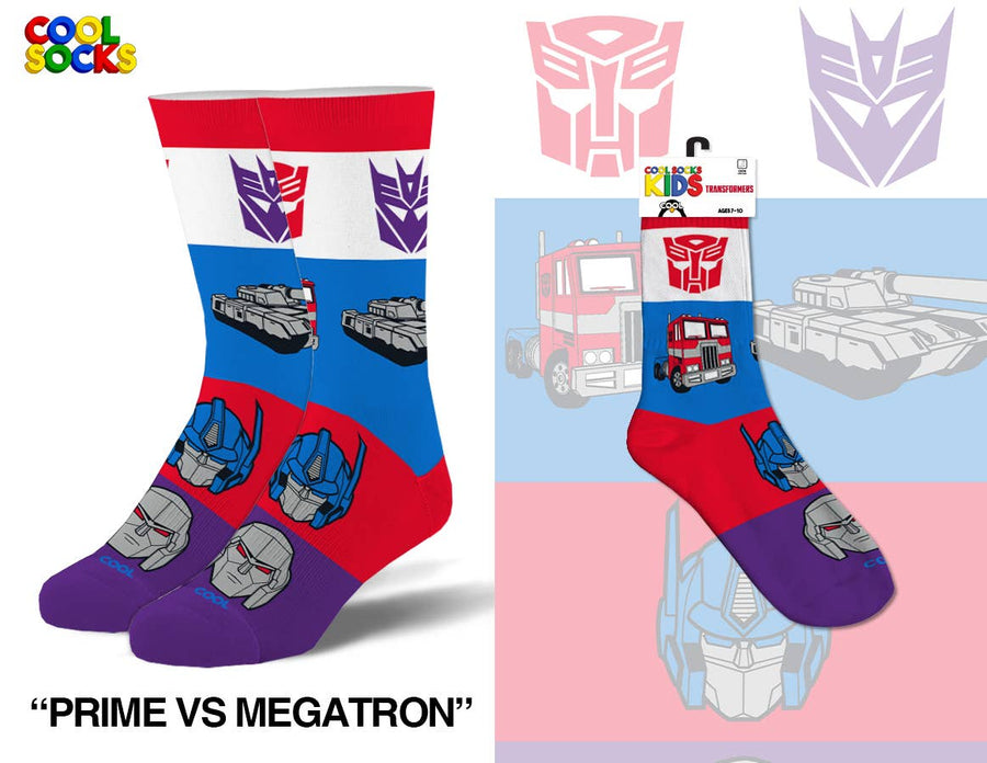 Prime Vs Megatron - Kids 7-10 Crew - Premium  from Cool Socks - Just $9.95! Shop now at Pat's Monograms