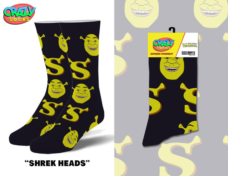 Shrek Heads - Mens Crew Folded - Premium Socks from Crazy Socks - Just $7! Shop now at Pat's Monograms