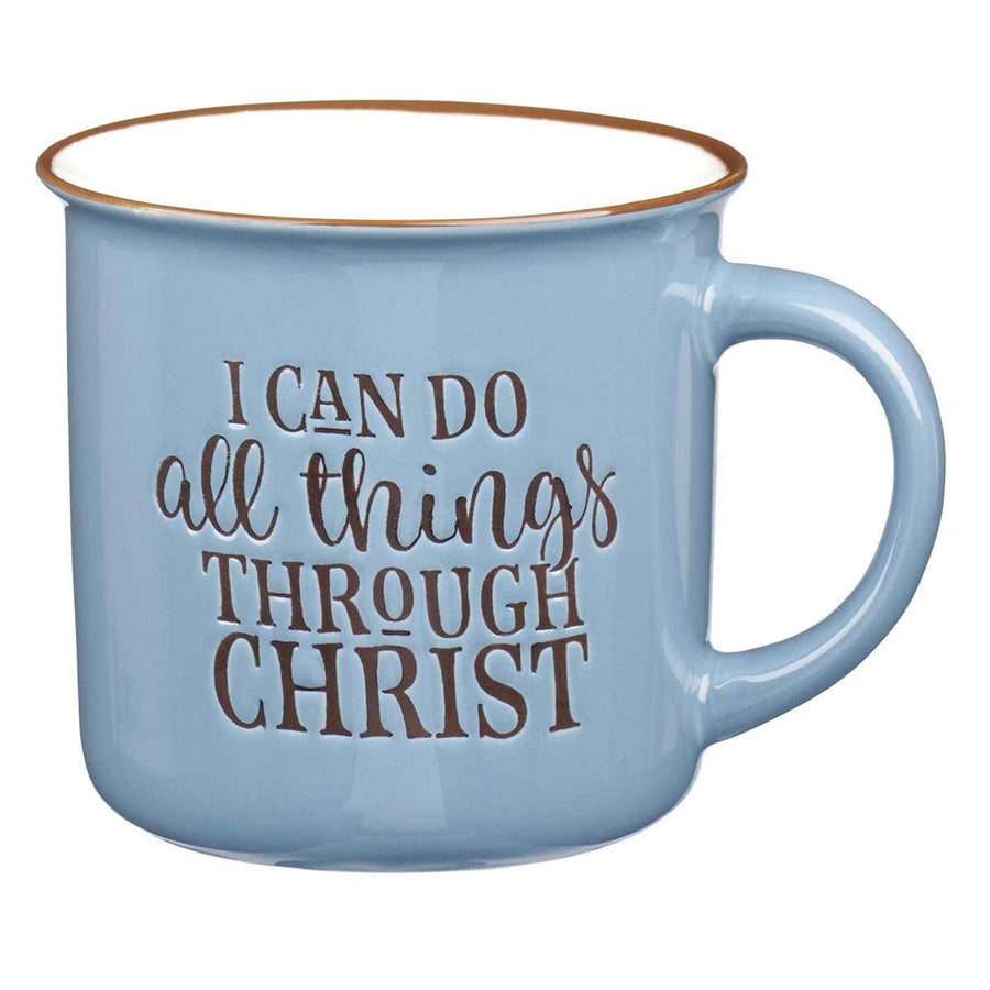 I Can Do All Thing Through Christ Blue Camp-style Coffee Mug - Premium gift item from Christian Art Gifts - Just $12.95! Shop now at Pat's Monograms