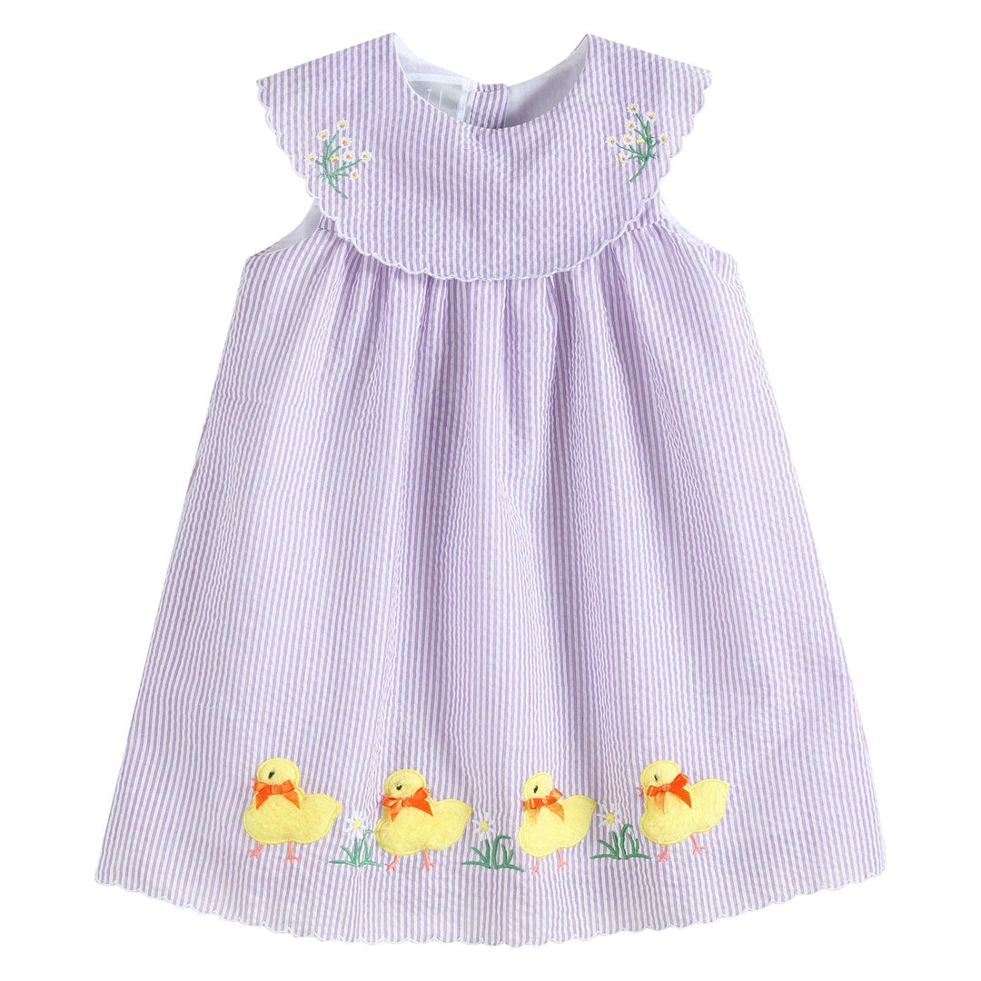 Lavender Fuzzy Chick and Flowers Collared Dress - Premium Baby & Toddler Dresses from Lil Cactus - Just $38.95! Shop now at Pat's Monograms