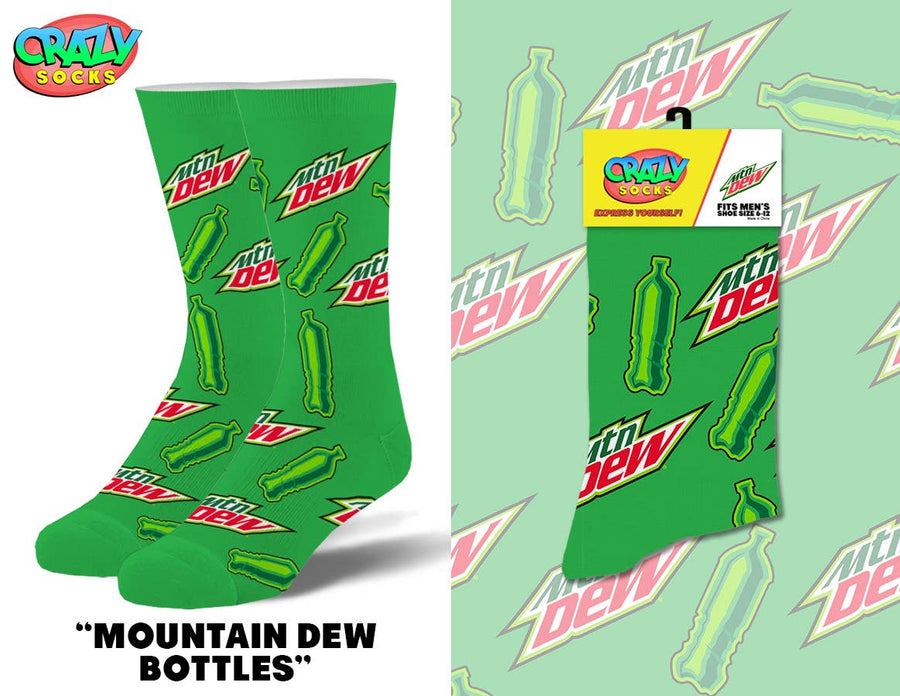 Mountain Dew Stripes - Mens Crew Folded - Premium Socks from Crazy Socks - Just $7! Shop now at Pat's Monograms