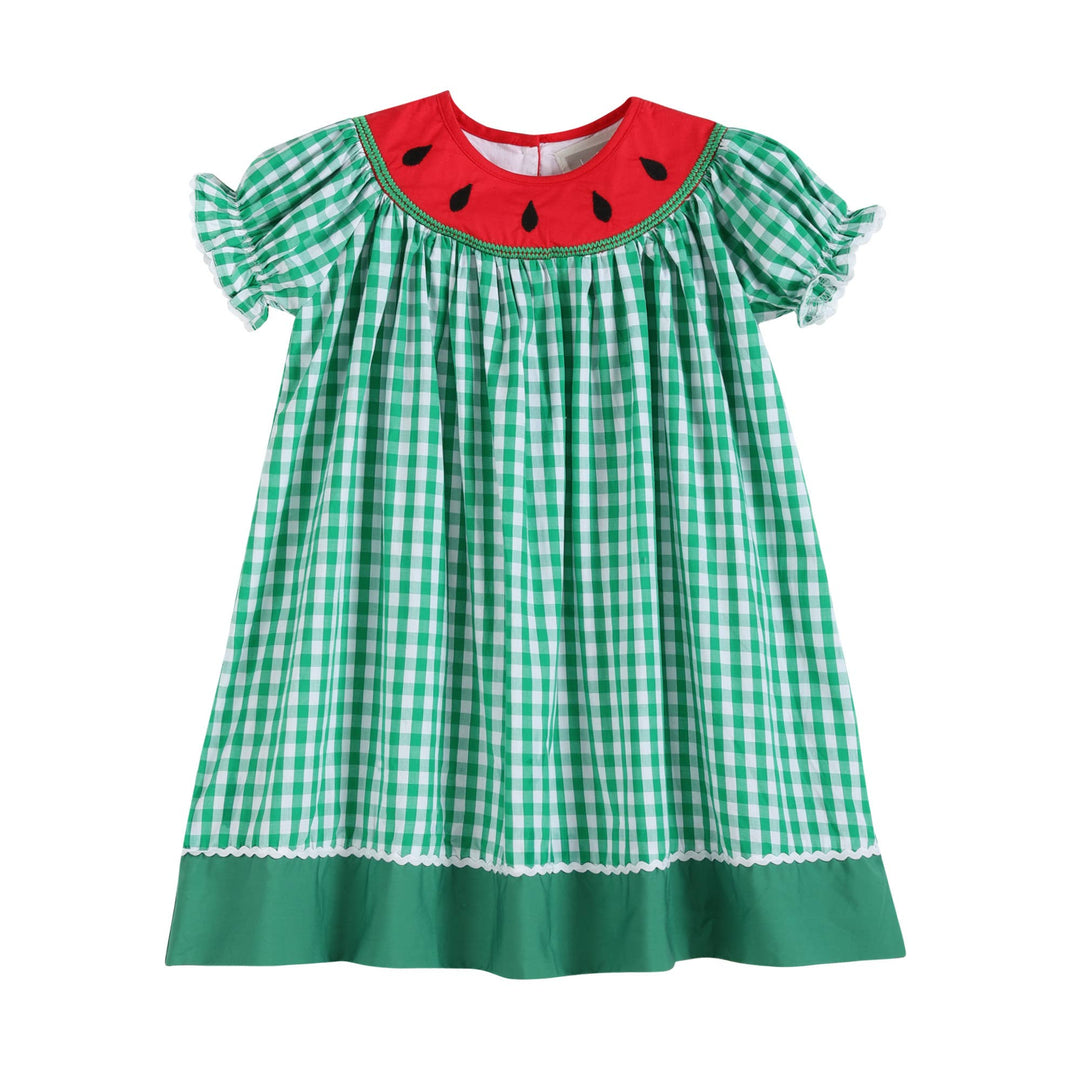 Green Gingham Watermelon Collar Bishop Dress - Premium  from Lil Cactus - Just $34.95! Shop now at Pat's Monograms