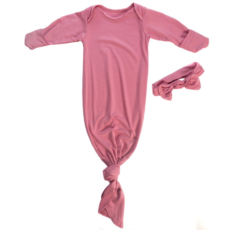 Rose Knotted Baby Gown and Headband - Premium Just for baby from Three Little Tots - Just $26.95! Shop now at Pat&