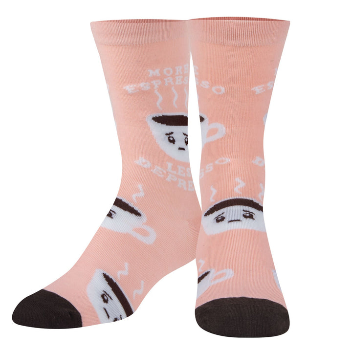 More Expresso Less Depresso Crew Socks - Premium Socks from Crazy Socks - Just $7.00! Shop now at Pat's Monograms