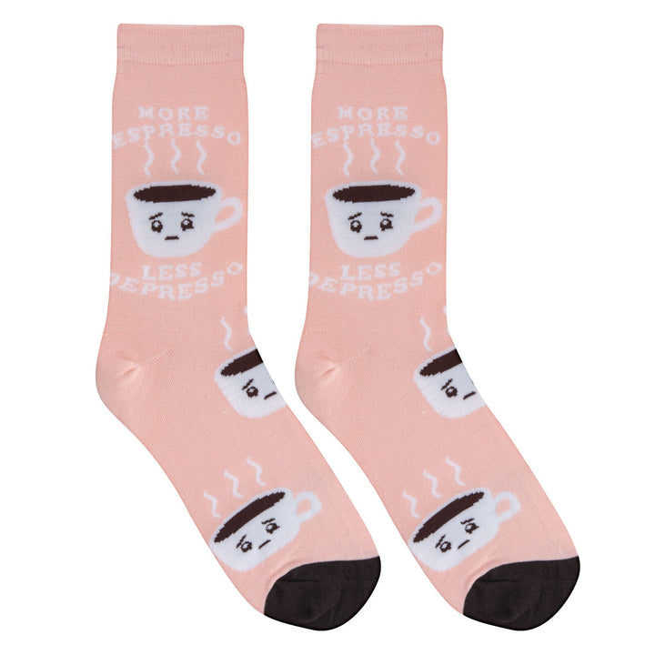 More Expresso Less Depresso Crew Socks - Premium Socks from Crazy Socks - Just $7.00! Shop now at Pat's Monograms