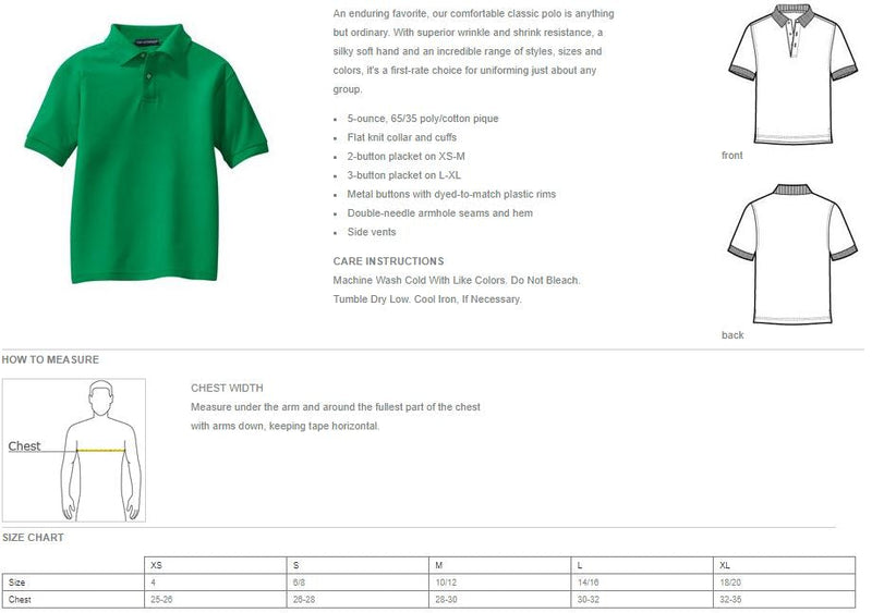 Veritas - Port Authority Unisex Youth Silk Touch Polo Y500 - Premium School Uniform from Pat&